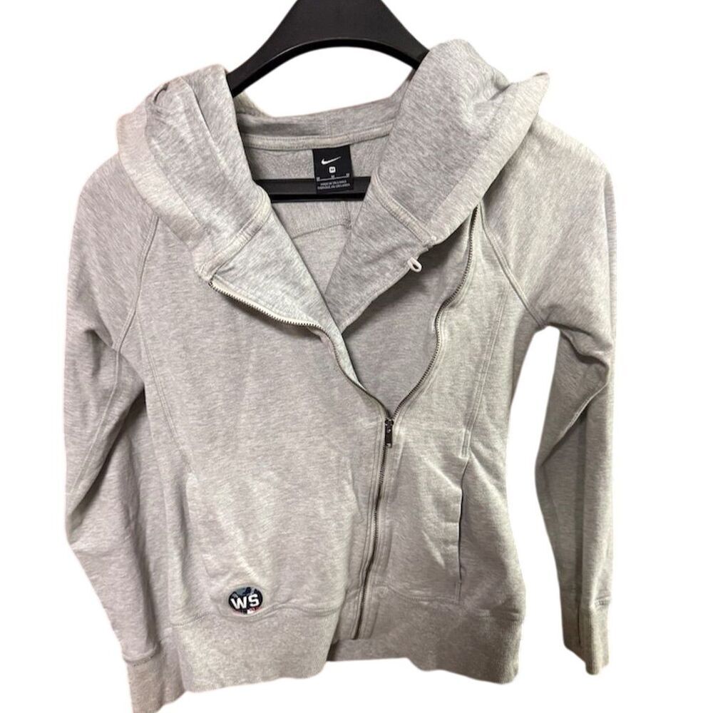 Nike Gray Asymmetrical Full Zip Hooded Yoga Sweatshirt M World Series 2021